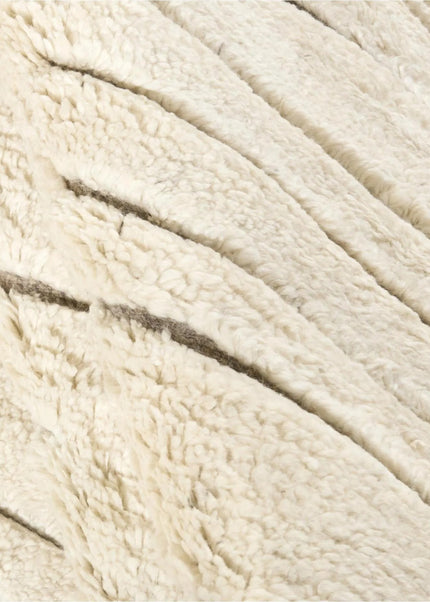 Hand Knotted Wool Rug: Modern Berber Beni Ourain Style, Ivory Abstract