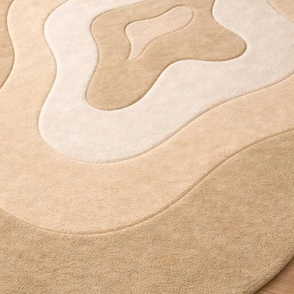 Irregular Hand Tufted Sculpted Wool Rug, Earthy Shade Modern Area Carpet For Living Room