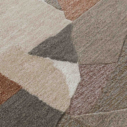 Hand Tufted Wool Rug: Abstract Rust & Earthy Tones, Modern Area Carpet