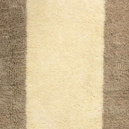 Neutral Beige & Cream Hand Knotted Wool Rug  Modern Geometric Carpet