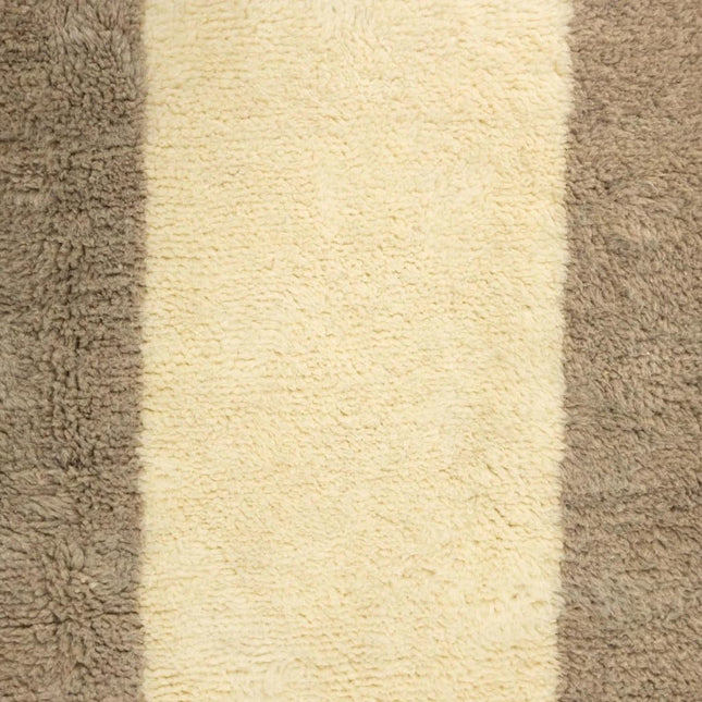 Neutral Beige & Cream Hand Knotted Wool Rug  Modern Geometric Carpet
