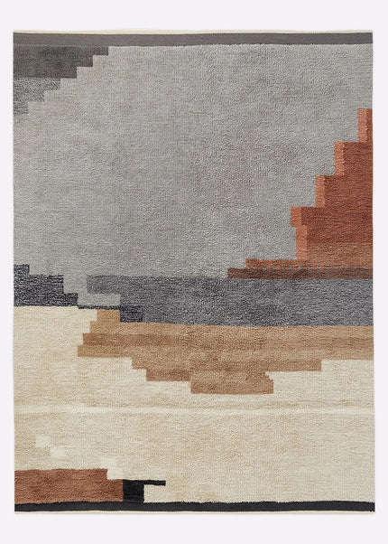 Handwoven Scandinavian Wool Rug: Rustic Kilim Shag, 8x10 Boho Area Rug