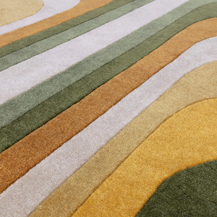 Mid-Century Hand-Tufted Wool Retro Rug: Modern Geometric 8x10 Area Rug