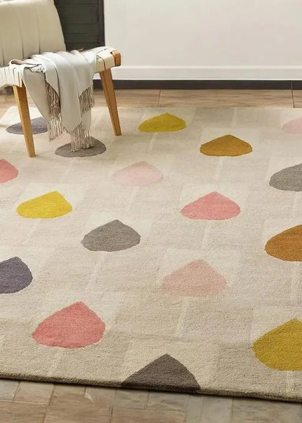 Hand Tufted Wool Area Rug: Modern Geometric Multicolor Design