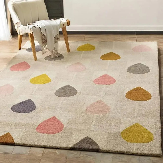 Hand Tufted Wool Area Rug: Modern Geometric Multicolor Design