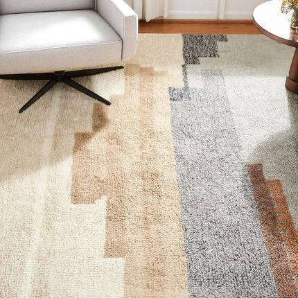 Handwoven Scandinavian Wool Rug: Rustic Kilim Shag, 8x10 Boho Area Rug