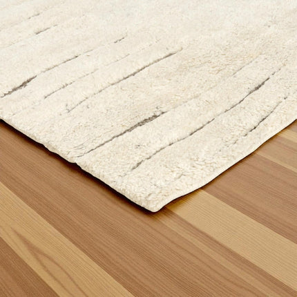 Hand Knotted Wool Rug: Modern Berber Beni Ourain Style, Ivory Abstract