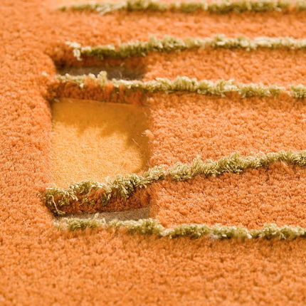 Hand Tufted Wool Area Rug: Modern Beige & Orange Design