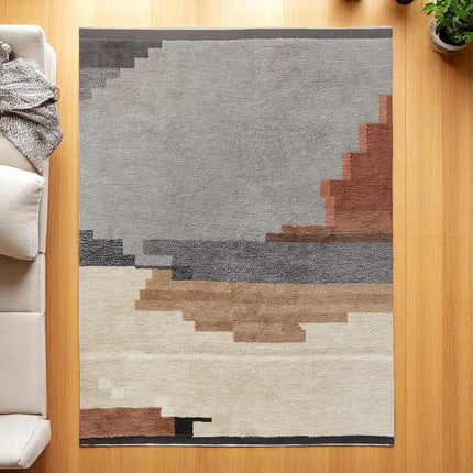 Handwoven Scandinavian Wool Rug: Rustic Kilim Shag, 8x10 Boho Area Rug