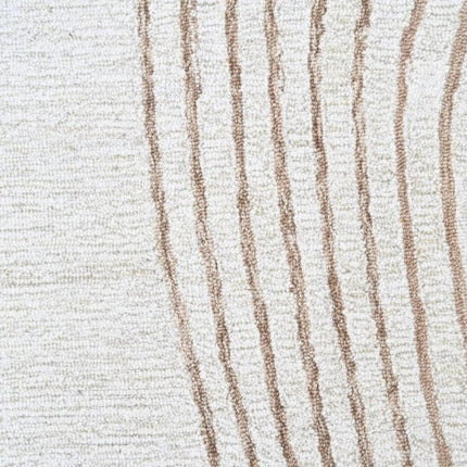 Hand Tufted Wool Rug: Beige Abstract Topographic Design