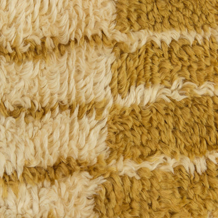 Hand Knotted Shag Wool Area Rug, Modern Mustard Yellow Striped Gabbeh, 8x10