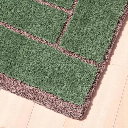 Hand-Tufted Wool Area Rug: Garden Tile Pattern, Geometric Design