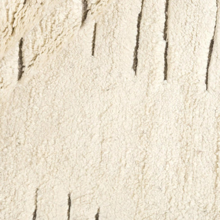 Hand Knotted Wool Rug: Modern Berber Beni Ourain Style, Ivory Abstract