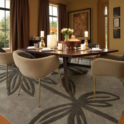 Hand Tufted Floral Viscose Rug  Elegant Soft Shine Area Carpet with Botanical Pattern