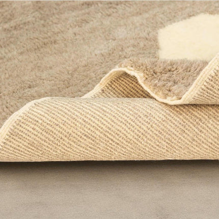 Neutral Beige & Cream Hand Knotted Wool Rug  Modern Geometric Carpet