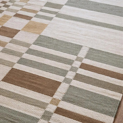 Scandinavian Wool Flatweave Rug, Modern Farmhouse Dhurrie for Living Room