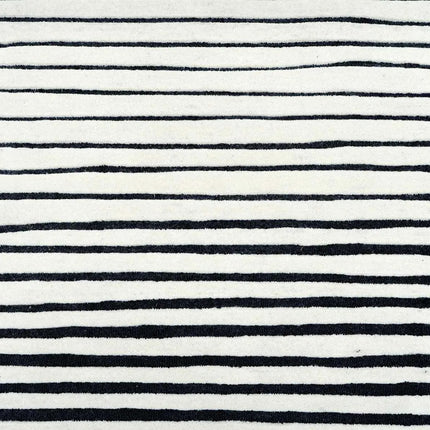 Hand Tufted Wool Rug: Monochrome Minimalist Stripe Area Rug