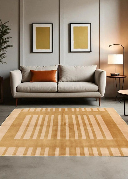 Hand Knotted Gabbeh Wool Rug: Modern Striped Indian Design