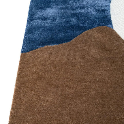 Hand Tufted Wool Area Rug: Modern Abstract Design, Navy/Beige
