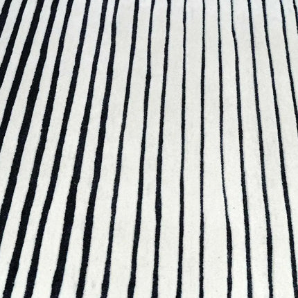 Hand Tufted Wool Rug: Monochrome Minimalist Stripe Area Rug