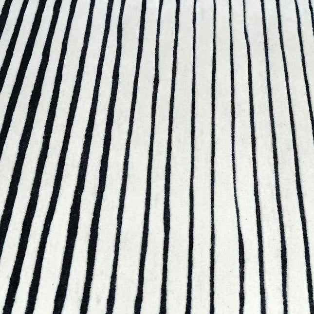 Hand Tufted Wool Rug: Monochrome Minimalist Stripe Area Rug