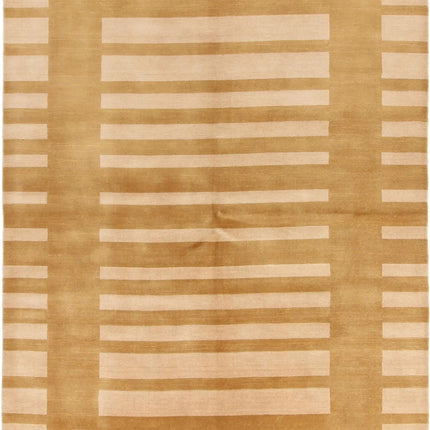 Hand Knotted Gabbeh Wool Rug: Modern Striped Indian Design