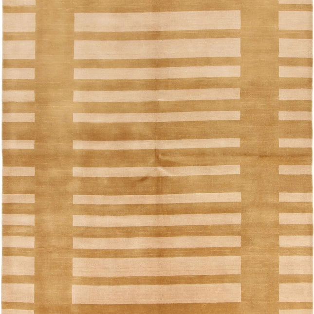 Hand Knotted Gabbeh Wool Rug: Modern Striped Indian Design