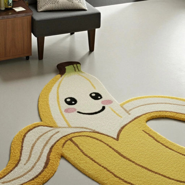 Handmade Wool Banana Rug: Fun Tufted Decor for Kids Room