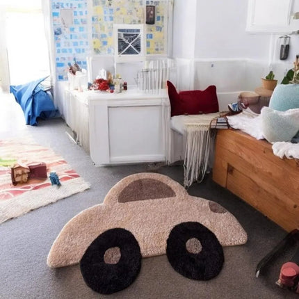 Hand-Tufted Wool Car Rug: Kids Playroom Decor (3x5 ft)