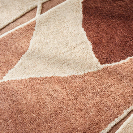 Hand Knotted Warm Earthy Tone Abstract Wool Rug for Living Room Decor