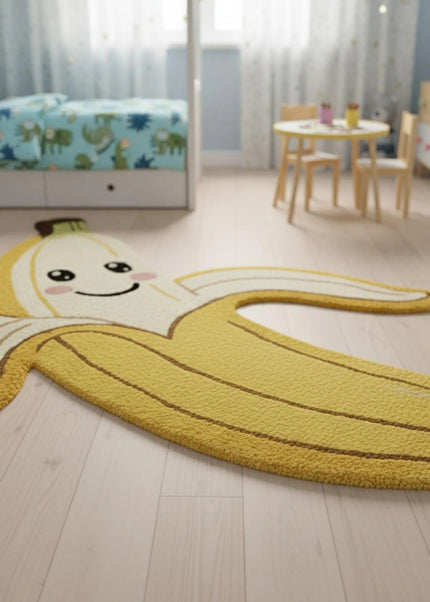 Handmade Wool Banana Rug: Fun Tufted Decor for Kids Room
