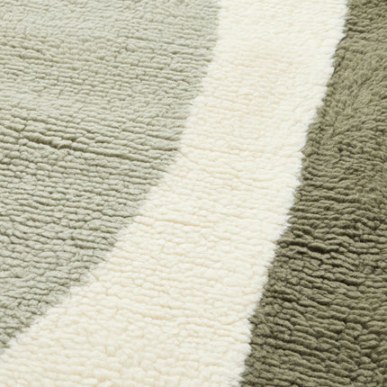 Handwoven Olive Wool Shag Rug: Plush Minimalist Decor