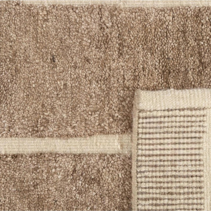 Hand Knotted Wool Rug 8x10: Abstract Vertical Stripe, Beige & Brown