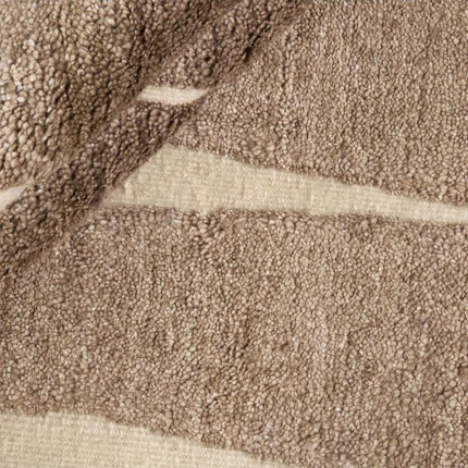 Hand Knotted Wool Rug 8x10: Abstract Vertical Stripe, Beige & Brown