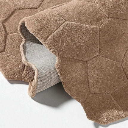 Hand Tufted Wool Area Rug: 3D Sculpted Geometric Ivory Decor