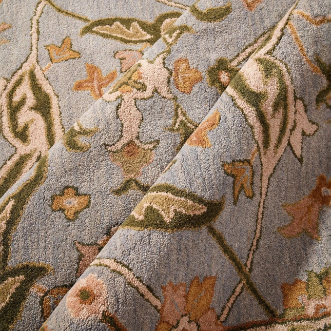 Hand Knotted Traditional Oriental Wool Rug  Vintage Floral Border Area Rug