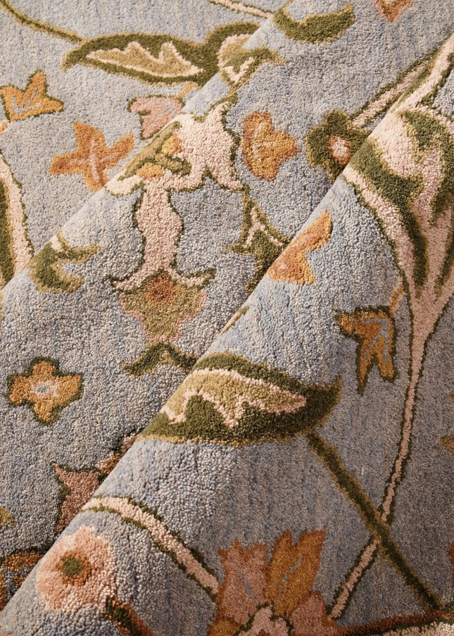 Hand Knotted Traditional Oriental Wool Rug  Vintage Floral Border Area Rug