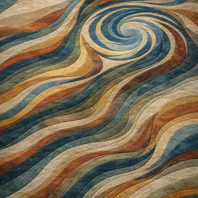 Abstract Swirl Hand-Tufted Wool Rug, Multicolor Modern Designer Area Carpet