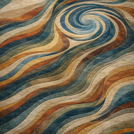 Abstract Swirl Hand-Tufted Wool Rug, Multicolor Modern Designer Area Carpet