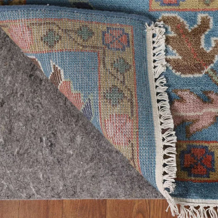 Hand-Knotted Oushak Wool Rug: Traditional Turkish Floral Carpet, 9x12