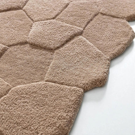 Hand Tufted Wool Area Rug: 3D Sculpted Geometric Ivory Decor