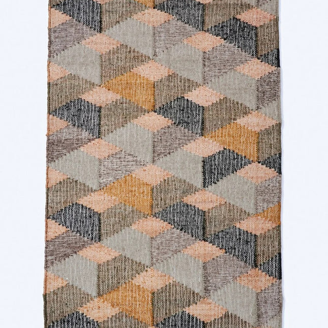 Handwoven Jute Wool Rug: Abstract Boho Decor, Customizable Size