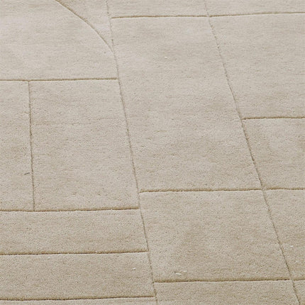 Hand Tufted Solid Beige Wool Area Rug, Abstract Modern Minimalist Interior