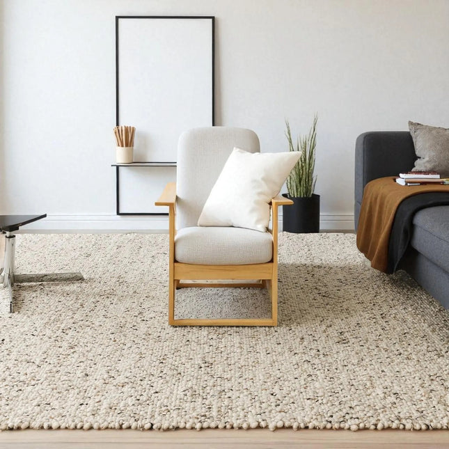 Handwoven Chunky Wool Rug: Pebble Loop Texture, Scandinavian Style
