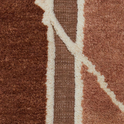 Hand Knotted Warm Earthy Tone Abstract Wool Rug for Living Room Decor