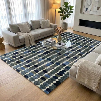 Polka Dot Wool & Viscose Rug: Hand-Tufted Modern Colorful Carpet
