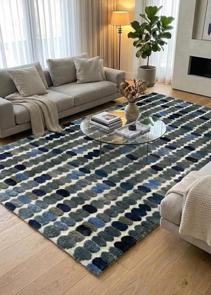 Polka Dot Wool & Viscose Rug: Hand-Tufted Modern Colorful Carpet