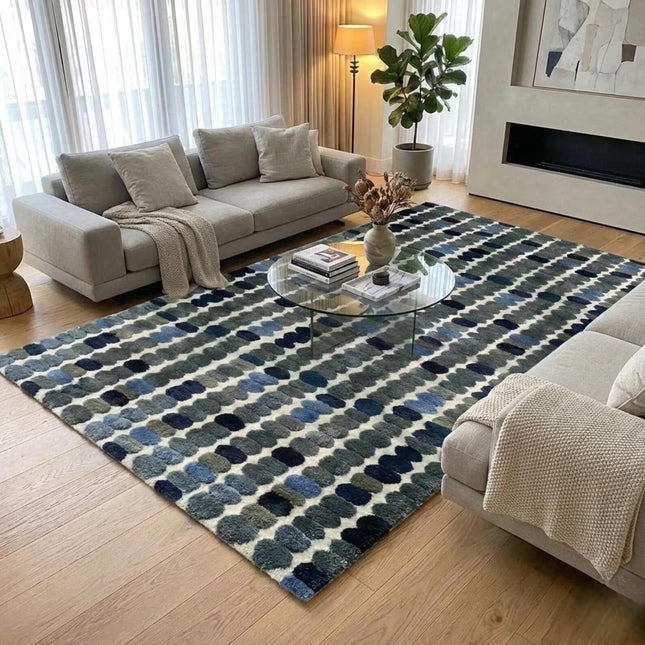 Polka Dot Wool & Viscose Rug: Hand-Tufted Modern Colorful Carpet