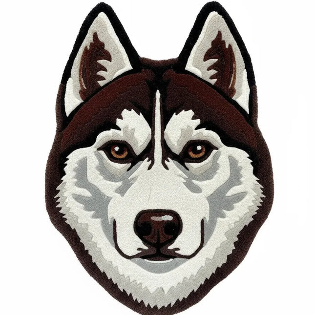 Hand Tufted Wool Husky Rug: Plush Dog Face Carpet, Nursery Decor