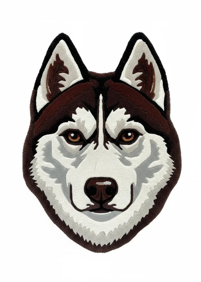 Hand Tufted Wool Husky Rug: Plush Dog Face Carpet, Nursery Decor